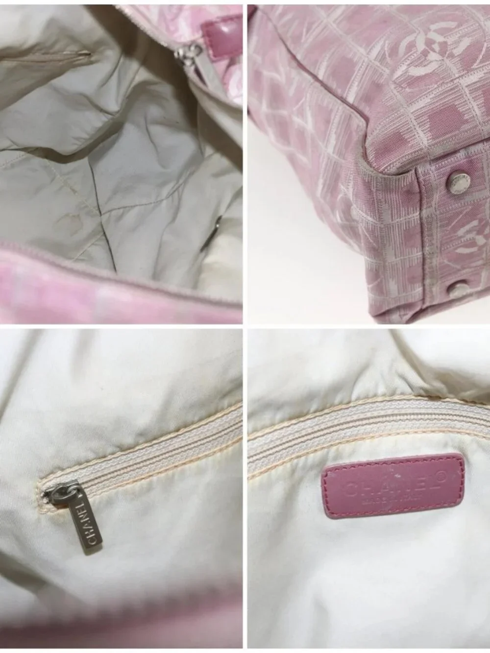 CHANEL New Travel line Tote Bag Pink Silver CC Auth 168739